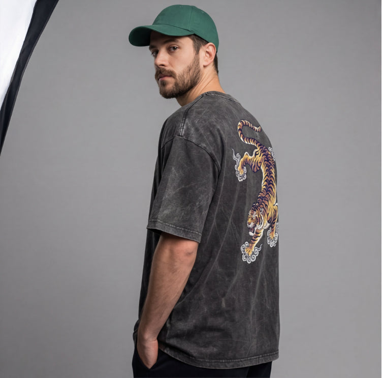 XABARWAN TIGER STONEWASH Oversized T-Shirt