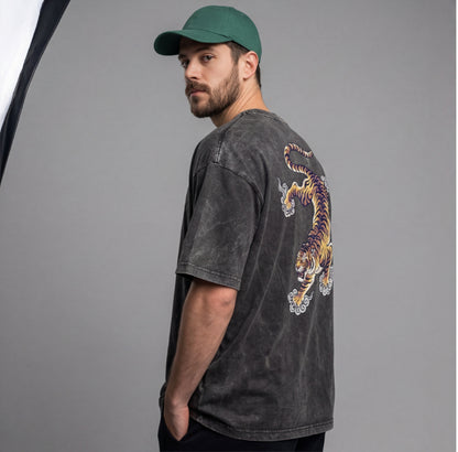 XABARWAN TIGER STONEWASH Oversized T-Shirt