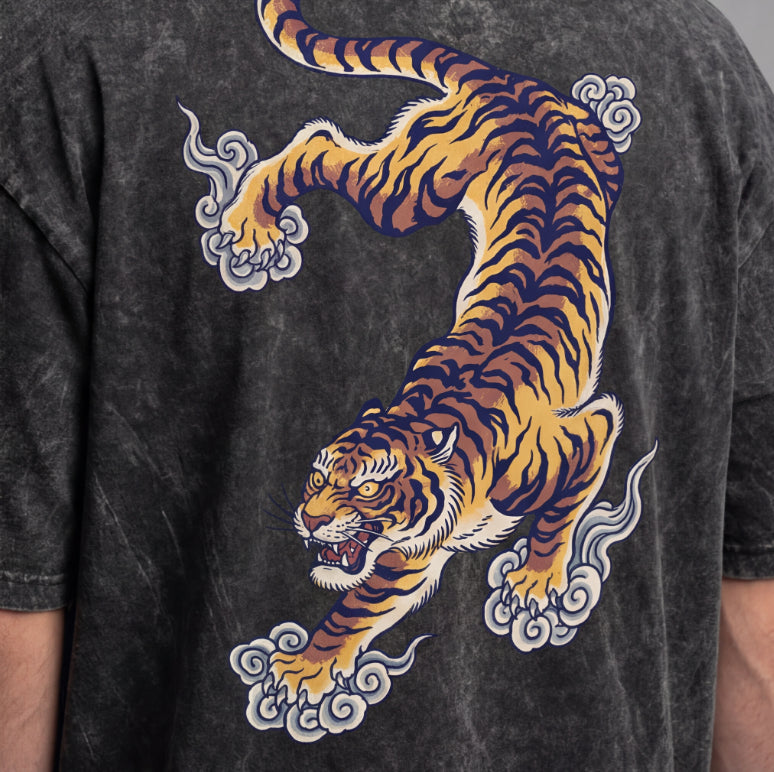 XABARWAN TIGER STONEWASH Oversized T-Shirt