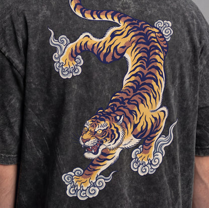 XABARWAN TIGER STONEWASH Oversized T-Shirt