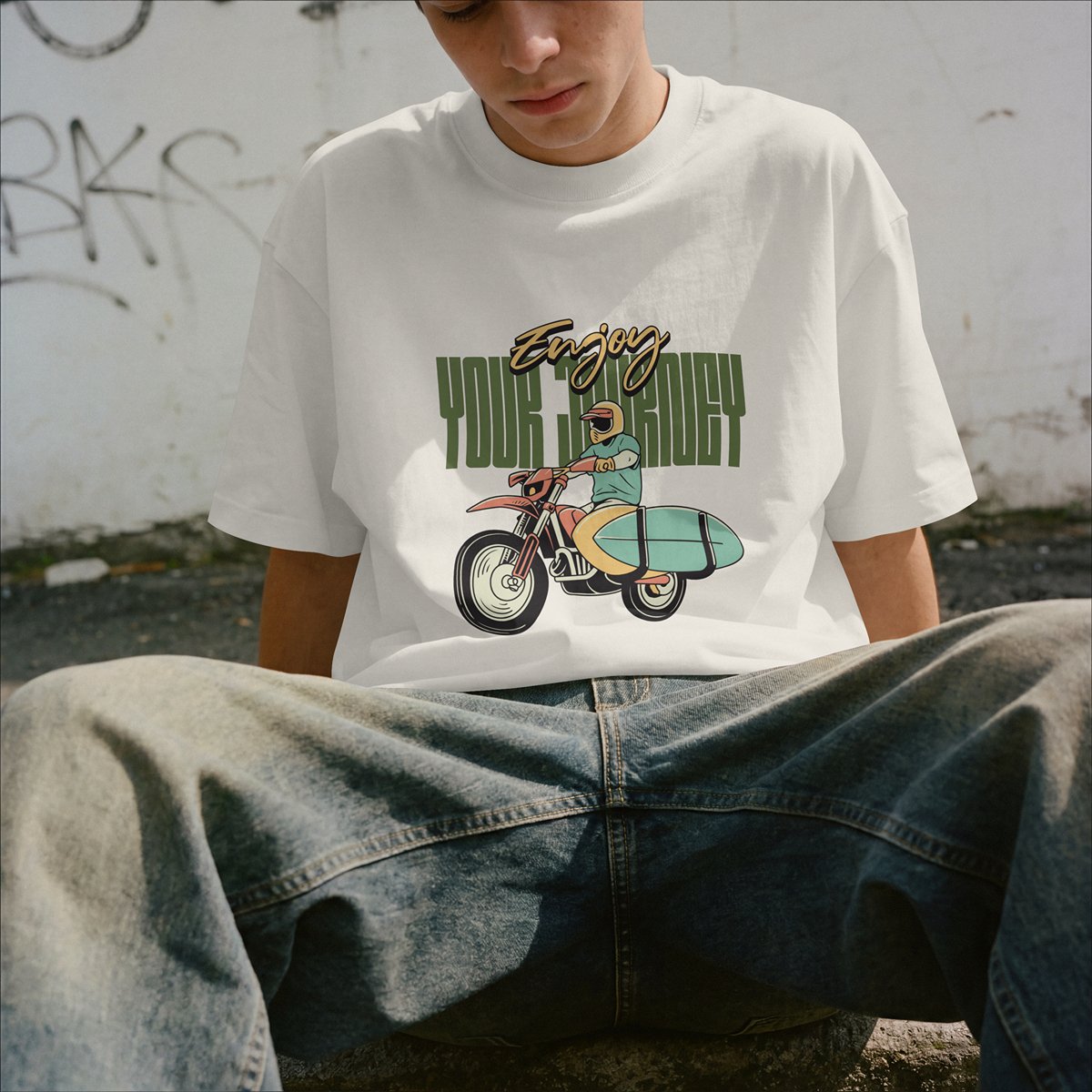 XABARWAN ENJOY THE JOURNEY Oversized T-Shirt