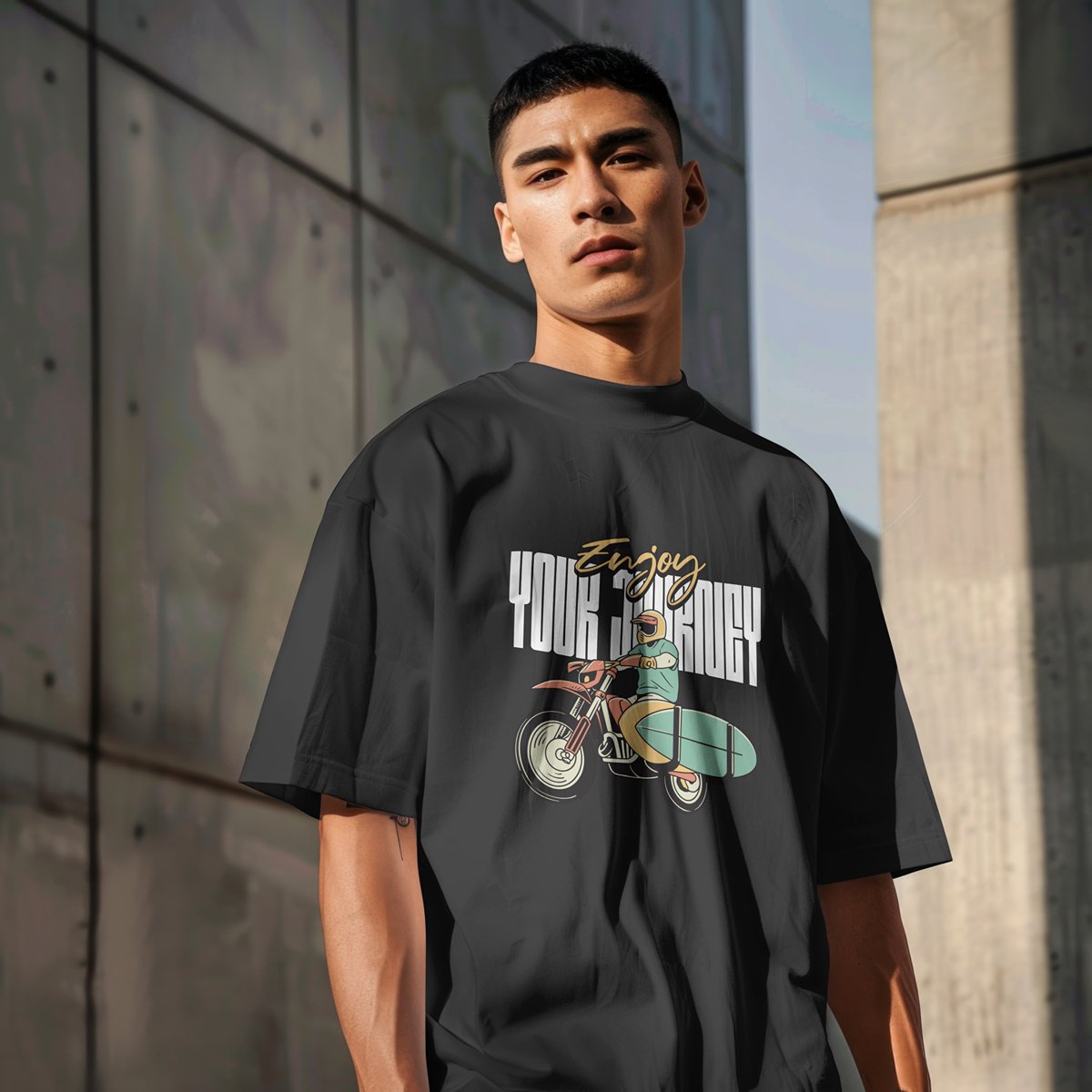 XABARWAN ENJOY THE JOURNEY Oversized T-Shirt