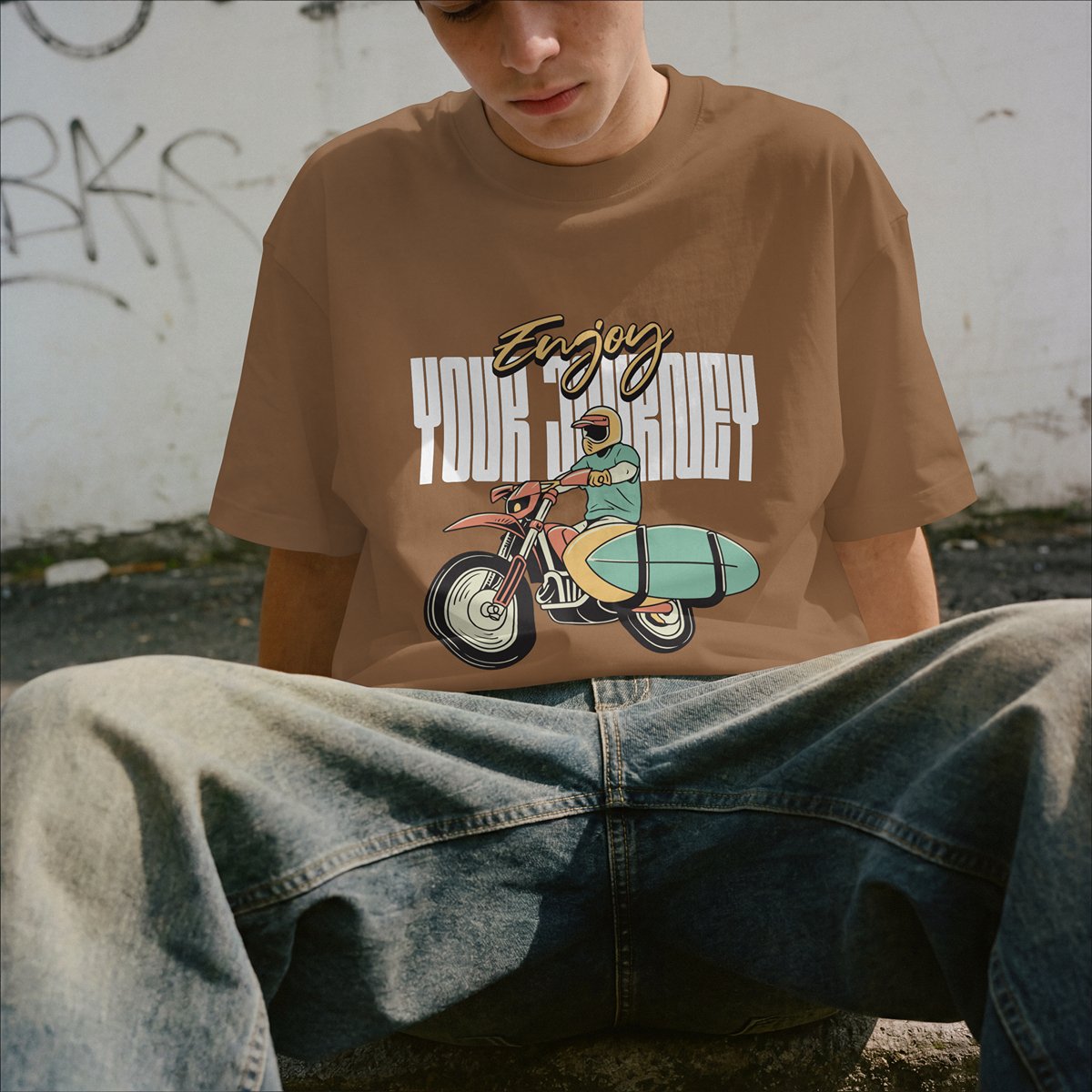 XABARWAN ENJOY THE JOURNEY Oversized T-Shirt