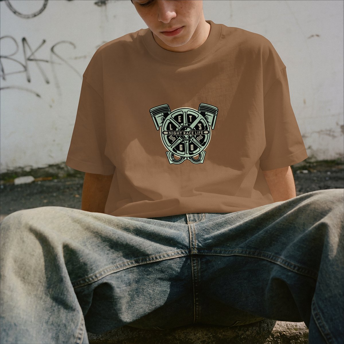 XABARWAN GREEN ENGINE Oversized T-Shirt